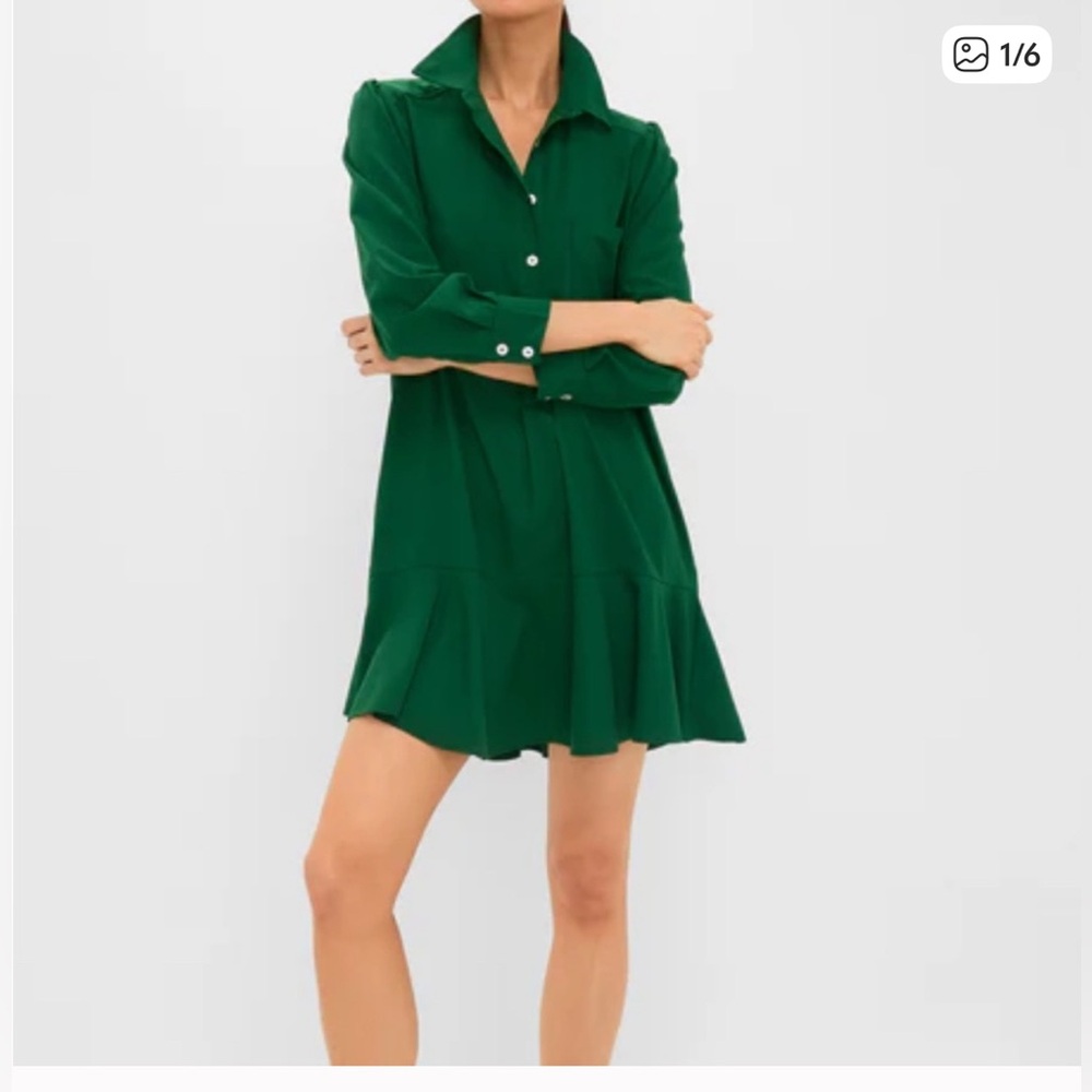 NWT Tuckernuck Hunter Green Crepe Callahan Shirt Dress